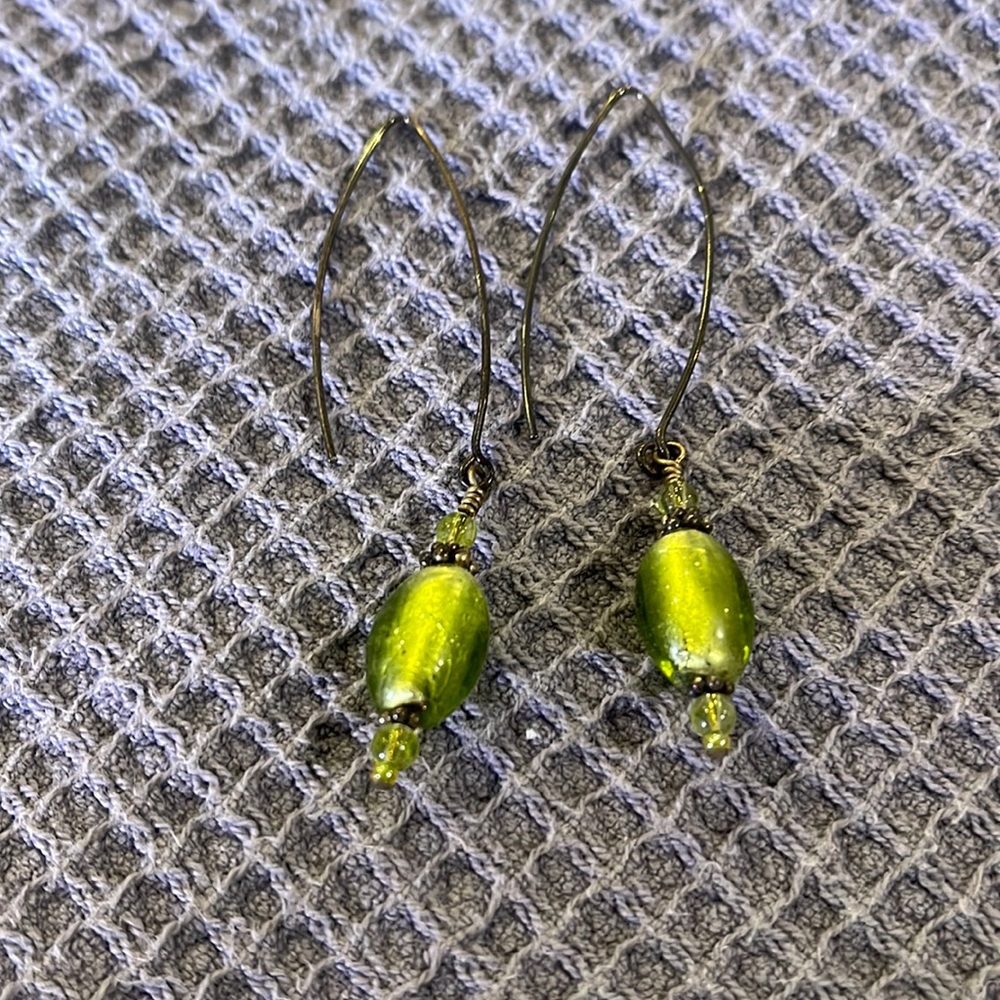 Green bead earrings